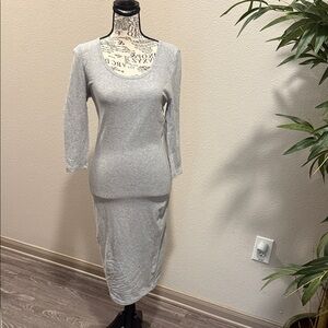 Zenana Outfitters Light Gray Long Sleeve Dress